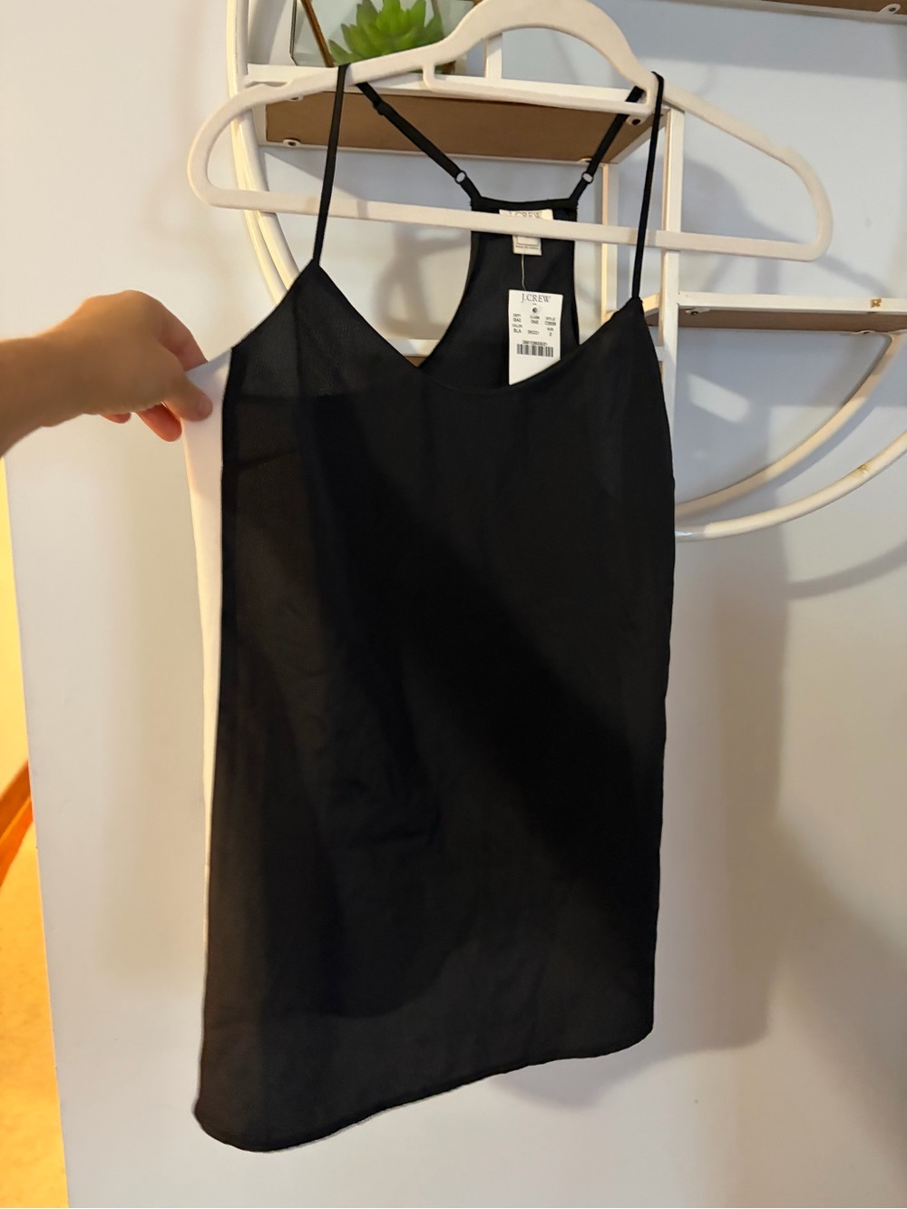 J. Crew Women’s 2 Black White Spaghetti Strap Cami Blouse Adjustable Strap NWT